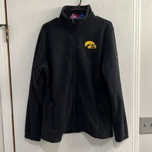 Men’s Iowa Hawkeyes Columbia Full-Zip Fleece Sweater (Black|size men’s medium)